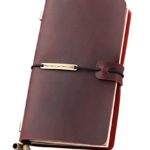 Leather Journal Refillable Travelers Notebook, Antique Handmade Leather Writing Diary Notepad, Travel Journal Notebook for Men & Women, Medium Size 6.7″ x 4″ – Wine