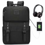 Vintage Laptop Backpack for Women Men Stylish Backpack College School Backpack with USB Charging Port Business Travel Durable Backpack Fit 15.6 inch Laptop Black