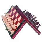 Travel Magnetic Chess Set w/ Wooden 10.4″ Board and Chessmen