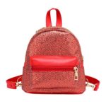 Todaies Women Girl Bling Sequins Mini Backpack Female Travel Rucksack School Bag (19cm(L) 10cm(W) 21cm(H), Red)