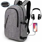 Laptop Backpack,Travel Computer Bag for Women & Men,Anti Theft Water Resistant College School Bookbag,Slim Business Backpack w/USB Charging Port Fits up to15.6 Inch Laptop Notebook,Grey