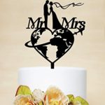 Personalized Travelling Cake Topper Mr & Mrs Cake Topper, Airplane Cake Topper,Travel themed Wedding Cake Topper