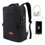 Yomuder Laptop Backpack, College Students School Bag Water Resistant Travel Computer Backpack for Men Women with USB Charging Port and Headphone Port, Fits Laptop Notebook up to 15.6 Inches (Black)
