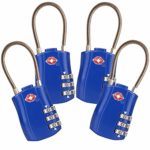 4 Pack TSA Approved Travel Luggage Combination Cable Locks for Suitcases, Backpake (Blue)