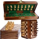 Chess Bazar – Magnetic Travel Pocket Chess Set – Staunton 7 X 7 Inch Folding Game Board Handmade in Fine Rosewood
