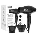 DAN Technology D38 Compact Travel Hair Dryer 1200W, Dual Voltage 125-250V, Mini Blow Dryer, Lightweight & Powerful with Styling Concentrator Nozzle 2 Speeds 2 Heat Settings, Black