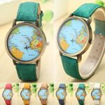 Women’s Watch,Special Global Travel By Plane Map Bracelet Denim Fabric Band Ladies Wristwatch Axchongery