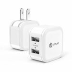 iClever BoostCube Mini Smart 2-Pack 12W Dual USB Wall Charger Foldable Plug, White