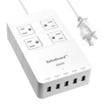 Zettaguard Mini 4-Outlet Travel Power Strip/Surge Protector with USB Charger, White (ZG450)