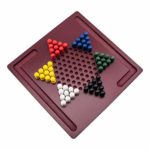 Chinese Checkers Board Game by GrowUpSmart | Mini Wooden Travel Set with Coloured Pegs for Kids