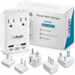 Odoga World Travel Adapter Kit, 2 Powerful 2000W AC Outlets, 2 USB Ports, Comes with Universal Travel Adapters For Europe, UK, China, Australia, Japan & More