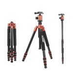 ZoMei Z818 Light Weight Heavy Duty Portable Magnesium Aluminium Travel Tripod Come With Quick Release Plate Ball Head and Carry Case For Canon Sony Nikon DSLR Cameras(Orange)