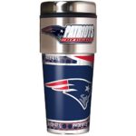 NFL New England Patriots Metallic Travel Tumbler, Stainless Steel and Black Vinyl, 16-Ounce