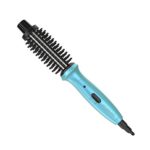 PHOEBE Mini Travel Curling Iron Hair Brush, 3/4 Inch Dual Voltage Ceramic Tourmaline Ionic Curler Brush, Professional Anti-Scald Portable Curling Wands, Heated Styling Hair Brush for Short Hair(Blue)