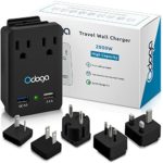 Odoga World Travel Adapter Kit ~ 2 Powerful 2000W AC Outlets ~ Quick Charge 3.0 & 2.4A USB Ports ~ Comes with Universal Travel Adapters For Europe, UK, China, Australia, Japan & More