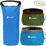 Awakelion Collapsible Dog Bowl Kit, Portable Travel Dog Food Carrier +2 Pack Dog Bowl for Food and Water -Perfect for Medium & Large Dog