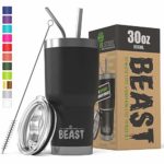 BEAST 30 oz Black Tumbler – Stainless Steel Vacuum Insulated Rambler Coffee Cup Double Wall Travel Flask (30 oz, Matte Black)