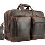 Polare Full Grain Leather 16.5” Expandable Business Briefcase Laptop Travel Bag