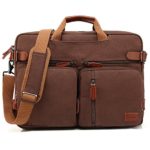 CoolBELL Convertible Backpack Messenger Bag Shoulder Bag Laptop Case Handbag Business Briefcase Multi-Functional Travel Rucksack Fits 17.3 Inch Laptop for Men/Women (Canvas Dark Coffee)