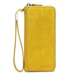 Women Leather Wallet Rfid Blocking Large Capacity Zipper Around Travel Wristlet Bags