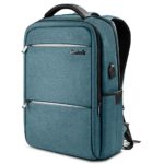 Inateck Anti-Theft School Business Travel Laptop Backpack Bag with USB Charging Port, Fits Up to 15.6″ Laptops, Rucksack with Waterproof Rain Cover and Luggage Belt – Blue