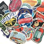 Stickers 55-Pcs PVC Decals of Vintage Travel & Hotel Waterproof Sunlight-Proof DIY Ideals for Cars, Motorbikes,SpinnerLuggages, Laptops