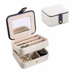Travel Jewelry Box Double Layer Jewellery Organizer Small Size Storage Case with Mirror for Ring Ear Stud Necklace Birthday
