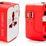 Best International Travel Adapter for Europe, Asia (Universal Travel Plug Charger with World USB Adapter) Red, by Travel Fashion Girl