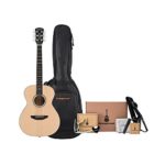Orangewood Dana Mini/Travel Acoustic Guitar w/ Spruce Top, Ernie Ball Guitar Strings, Padded Gig Bag and Accessory Kit w/ Guitar Strap, Guitar Tuner, Guitar Picks, Acoustic Guitar Strings & More