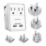 POWERADD Travel Power Adapter Kits – Dual 2.4A USB Ports + 2 Outlets Wall Charger with Worldwide Wall Plugs for UK, US, AU, Europe & Asia, Gift Pouch Included – UL Listed
