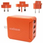 ECHOGEAR International Travel Power Adapter With 1 USB-C & 3 USB-A Ports – Converts Voltage In US, UK, Europe, Asia & More – Multi-Port World Travel Charging Station Powers Your Devices When Traveling