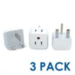 Ceptics USA to UK, Hong Kong Travel Adapter Plug – Type G (3 Pack) – Dual Inputs – Ultra Compact (Does Not Convert Voltage)