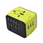 Universal All in One Worldwide Travel Adapter, High Speed 2.4A USB, 3.0A USB Type-C Wall Charger,European Adapter, Worldwide AC Outlet Plugs for Europe, UK, US, AU, Asia(Green)