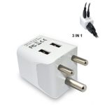 Ceptics CTU-10 USA to India, Africa Travel Adapter Plug with Dual USB – Type D – Ultra Compact