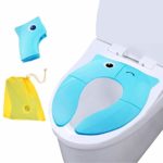 Hot Sale!DEESEE(TM)Foldable Potty Training Seat Baby Travel Toilet Potty Seat Covers Non Slip Pads (Blue)