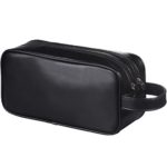 HappyDavid Soft PU Leather Zipped Travel Toiletry Bag Mens Ladies Supply Toiletry Bag Case(black)