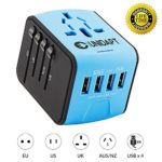 Unidapt Universal Travel Power Adapter, European Adapter, Fast 2,4A 4-USB Worldwide International Power Charger, AC Wall Plug Adapter – All in One for US, UK, EU, AUS & Asia