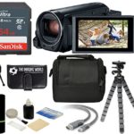 Canon VIXIA HF R800 57X Zoom Full HD 1080P Video Camcorder (Black) + 64GB Card + Case + Tripod + Digital Camera Cleaning Kit – Complete Accessories Bundle
