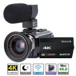 Video Camera Camcorder 4K kicteck Ultra HD Digital WiFi Camera 48.0MP 3.0 inch Touch Screen Night Vision 16X Digital Zoom Recorder with External Microphone and Wide Angle Lens,2 Batteries(4KMW)