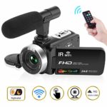 Camcorder Digital Video Camera, Camcorder with Microphone WiFi IR Night Vision Full HD 1080P 30FPS 3” LCD Touch Screen Vlogging Camera with Remote Control (V2)