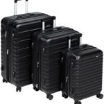 AmazonBasics Hardside Spinner Luggage – 3 Piece Set (20″, 24″, 28″), Black
