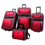 U.S Traveler New Yorker Lightweight Expandable Rolling Luggage 4-Piece Suitcases Sets – Red