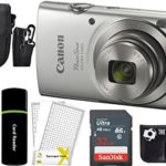 Canon PowerShot ELPH 180 20MP 8X Zoom Digital Camera (Silver) + 32GB Card + Reader + Case + Accessory Bundle