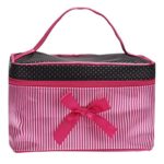 Clearance! Cosmetic Bag, Stripe Bowknot Portable Large Travel Toiletry Bag Makeup Case Organizer Storage (A)