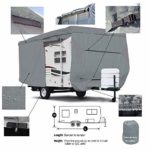 Seamander RV Cover Travel Trailer Extra Thick 4-Ply Top Panel (Grey, Fits 20′-22’Trailers)