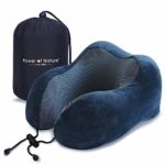 Pon Travel Pillow Luxury Memory Foam Neck & Head Support Pillow Soft Sleeping Rest Cushion for Airplane Car & Home Best Gift(Dark Blue)