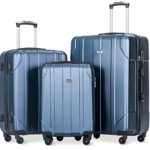 Merax 3 Piece P.E.T Luggage Set Eco-friendly Light Weight Spinner Suitcase(Blue)
