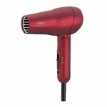 Conair miniPRO Tourmaline Ceramic Hair Dryer with Folding Handle, Travel Hair Dryer, Red