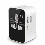 Universal Travel Adapter, International Adapter Plug Kits Dual USB Charging Ports, All in One Converter Wall Charger, ZGGCD Worldwide AC Power Outlet for USA AUS UK Europe Cell Phone Laptop – White