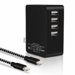 Youer Phone Wall Charger 24W 3.1A Dual Port USB Travel Wall Charger Adapter with 6FT Cable Charging Cord for Phone X, 8, 8 Plus, 7, 7 Plus, 6s, 6s Plus, 6, 6 Plus, SE, Pad – Black White